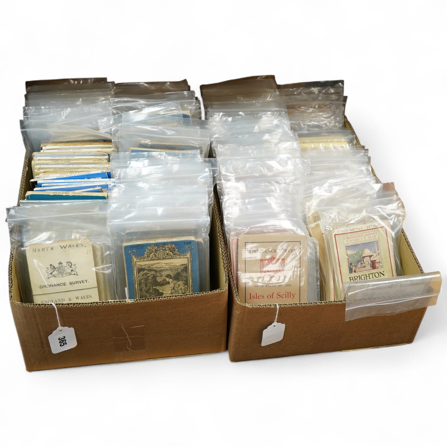 A collection of Ordnance Survey maps, including; One Inch series, Fifth Relief Edition, Tourist Map series, Quarter-inch series, etc. (2 boxes)